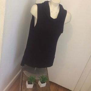 Gaiam Black Hooded Cowl Neck Tank Top